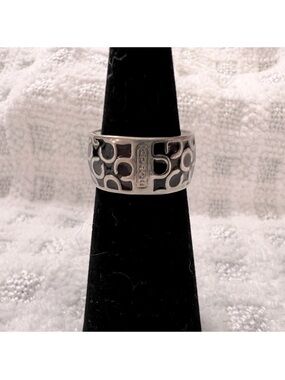 Coach Silver-Tone Signature Cutout Band Ring